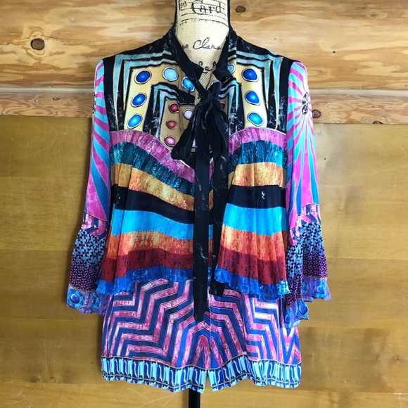 Mary Katrantzou 100% silk Milana Blouse in size 10 (fits like an 8) - Picture 3 of 16